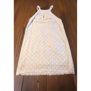 Charlie Paige Women's L Beige White Polkadot Raw Hem Back Adjustable Tie Dress